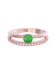 Churumbela de Oro Rosa 10k Fonelli con Zirconias redondas de 1 mm y una central verde de 3.5 mm 10-ZV9188R