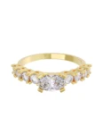 Churumbela de Oro Amarillo 10k Fonelli con Zirconias redondas de 2.5 mm y una central oval de 6 x 4 mm 10-Z9190