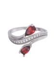 Churumbela de Oro Blanco 10k Fonelli con Zirconias redondas de 1 mm y centrales pera rojas de 5 x 3 mm 10-ZR9193B