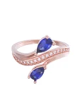 Churumbela de Oro Rosa 10k Fonelli con Zirconias redondas de 1 mm y centrales pera azules de 5 x 3 mm 10-ZA9193R