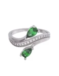 Churumbela de Oro Blanco 10k Fonelli con Zirconias redondas de 1 mm y centrales pera verdes de 5 x 3 mm 10-ZV9193B