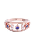 Churumbela de Oro Rosa 10k Fonelli con Zirconias redondas de 1.5 mm y azules de 2 mm 10-ZA9185R