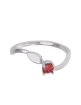 Churumbela de Oro Blanco 10k Fonelli con Zirconia redonda roja de 3 mm 10-ZR9191B