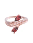 Churumbela de Oro Rosa 10k Fonelli con Zirconias redondas de 1 mm y centrales pera rojas de 5 x 3 mm 10-ZR9193R