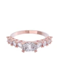 Churumbela de Oro Rosa 10k Fonelli con Zirconias redondas de 2.5 mm y una central oval de 6 x 4 mm 10-Z9190R