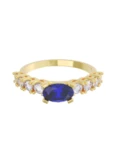 Churumbela de Oro Amarillo 10k Fonelli con Zirconias redondas de 2.5 mm y una central oval azul de 6 x 4 mm 10-ZA9190