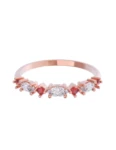 Churumbela de Oro Rosa 10k Fonelli con Zirconias redondas rojas de 1.5 mm y principales Marquise de 4 x 2 mm 10-ZR9183R