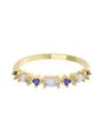 Churumbela de Oro Amarillo 10k Fonelli con Zirconias redondas azules de 1.5 mm y principales Marquise de 4 x 2 mm 10-ZA9183