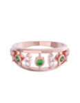 Churumbela de Oro Rosa 10k Fonelli con Zirconias redondas de 1.5 mm y verdes de 2 mm 10-ZV9185R