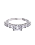 Churumbela de Oro Blanco 10k Fonelli con Zirconias redondas de 2.5 mm y una central oval de 6 x 4 mm 10-Z9190B
