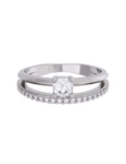 Churumbela de Oro Blanco 10k Fonelli con Zirconias redondas de 1 mm y una central de 3.5 mm 10-Z9188B