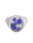 Churumbela de Oro Blanco 10k Fonelli Zirconia con Zirconias azules Marquiz 4x2 mm, redondas 1.5, 2 y 3 mm, oval 5x3 mm y princess 2 mm 10-ZA9201B