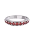 Churumbela de Oro Blanco 10k Fonelli con Zirconias redondas rojas de 2 mm 10-ZR9187B