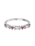 Churumbela de Oro Blanco 10k Fonelli con Zirconias redondas rojas de 1.5 mm y principales Marquise de 4 x 2 mm 10-ZR9183B