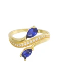 Churumbela de Oro Amarillo 10k Fonelli con Zirconias redondas de 1 mm y centrales pera azules de 5 x 3 mm 10-ZA9193