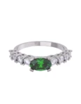 Churumbela de Oro Blanco 10k Fonelli con Zirconias redondas de 2.5 mm y una central oval verde de 6 x 4 mm 10-ZV9190B