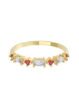 Churumbela de Oro Amarillo 10k Fonelli con Zirconias redondas rojas de 1.5 mm y principales Marquise de 4 x 2 mm 10-ZR9183