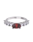 Churumbela de Oro Blanco 10k Fonelli con Zirconias redondas de 2.5 mm y una central oval roja de 6 x 4 mm 10-ZR9190B
