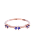 Churumbela de Oro Rosa 10k Fonelli con Zirconias redondas azules de 1.5 mm 10-ZA9184R