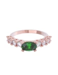 Churumbela de Oro Rosa 10k Fonelli con Zirconias redondas de 2.5 mm y una central oval verde de 6 x 4 mm 10-ZV9190R
