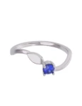 Churumbela de Oro Blanco 10k Fonelli con Zirconia redonda azul de 3 mm 10-ZA9191B