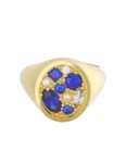 Churumbela de Oro Amarillo 10k Fonelli Zirconia con Zirconias azules Marquiz 4x2 mm, redondas 1.5, 2 y 3 mm, oval 5x3 mm y princess 2 mm 10-ZA9201