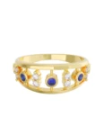 Churumbela de Oro Amarillo 10k Fonelli con Zirconias redondas de 1.5 mm y azules de 2 mm 10-ZA9185