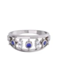 Churumbela de Oro Blanco 10k Fonelli con Zirconias redondas de 1.5 mm y azules de 2 mm 10-ZA9185B