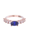 Churumbela de Oro Rosa 10k Fonelli con Zirconias redondas de 2.5 mm y una central oval azul de 6 x 4 mm 10-ZA9190R