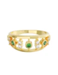 Churumbela de Oro Amarillo 10k Fonelli con Zirconias redondas de 1.5 mm y verdes de 2 mm 10-ZV9185