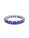 Churumbela de Oro Blanco 10k Fonelli Zirconia con Zirconias redondas azules de 3 mm 10-ZA9200B