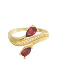 Churumbela de Oro Amarillo 10k Fonelli con Zirconias redondas de 1 mm y centrales pera rojas de 5 x 3 mm 10-ZR9193