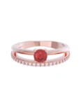 Churumbela de Oro Rosa 10k Fonelli con Zirconias redondas de 1 mm y una central roja de 3.5 mm 10-ZR9188R