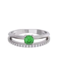 Churumbela de Oro Blanco 10k Fonelli con Zirconias redondas de 1 mm y una central verde de 3.5 mm 10-ZV9188B