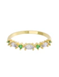 Churumbela de Oro Amarillo 10k Fonelli con Zirconias redondas verdes de 1.5 mm y principales Marquise de 4 x 2 mm 10-ZV9183
