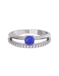 Churumbela de Oro Blanco 10k Fonelli con Zirconias redondas de 1 mm y una central azul de 3.5 mm 10-ZA9188B