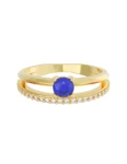 Churumbela de Oro Amarillo 10k Fonelli con Zirconias redondas de 1 mm y una central azul de 3.5 mm 10-ZA9188