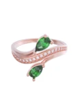 Churumbela de Oro Rosa 10k Fonelli con Zirconias redondas de 1 mm y centrales pera verdes de 5 x 3 mm 10-ZV9193R