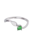 Churumbela de Oro Blanco 10k Fonelli con Zirconia redonda verde de 3 mm 10-ZV9191B