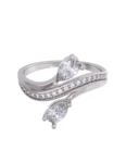Churumbela de Oro Blanco 10k Fonelli con Zirconias redondas de 1 mm y centrales pera de 5 x 3 mm 10-Z9193B