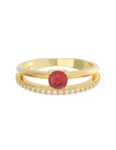 Churumbela de Oro Amarillo 10k Fonelli con Zirconias redondas de 1 mm y una central roja de 3.5 mm 10-ZR9188