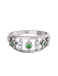 Churumbela de Oro Blanco 10k Fonelli con Zirconias redondas de 1.5 mm y verdes de 2 mm 10-ZV9185B