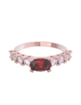Churumbela de Oro Rosa 10k Fonelli con Zirconias redondas de 2.5 mm y una central oval roja de 6 x 4 mm 10-ZR9190R