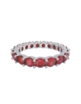 Churumbela de Oro Blanco 10k Fonelli Zirconia con Zirconias redondas rojas de 3 mm 10-ZR9200B