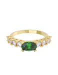 Churumbela de Oro Amarillo 10k Fonelli con Zirconias redondas de 2.5 mm y una central oval verde de 6 x 4 mm 10-ZV9190