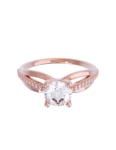 Anillo de compromiso de Oro Rosa 14k Fonelli Zirconia Redonda de 5 mm y Zirconias de 1 mm Z9156R
