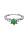 Anillo de compromiso de Oro Blanco 14k Fonelli Zirconia Redonda Verde de 5 mm y Zirconias Princess de 2 mm ZV9166B