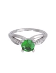 Anillo de compromiso de Oro Blanco 14k Fonelli Zirconia Redonda Verde de 5 mm y Zirconias de 1 mm ZV9156B