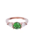 Anillo de compromiso de Oro Rosa 14k Fonelli Zirconia Redonda Verde de 5 mm y Zirconias Pera de 5x3 mm ZV9161R