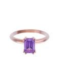 Anillo de compromiso de Oro Rosa 14k Fonelli Zirconia Esmeralda Morada de 6x4 mm ZM9167R